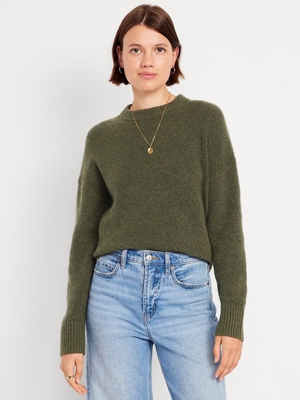Old Navy Women's Crewneck Sweater in Olive Green, Size L